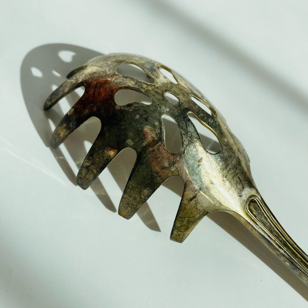 Vintage EPNS England Sheffield King Silverplate Serving Utensils Pasta Spoon - Picture 4 of 7